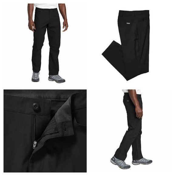 Black  Men's Eddie Bauer Tech Pants Stretch Lightweight Moisture Wicking Comfort - Picture 1 of 6